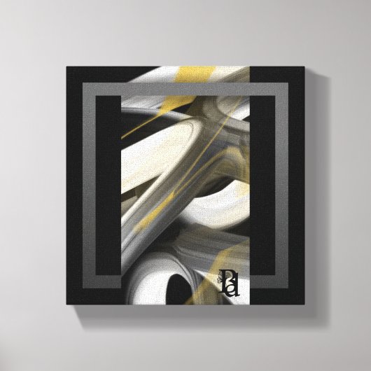 8x8" Trend Abstracte Kunst Canvas Zwart Wit Goud Afdruk (Voorkant)