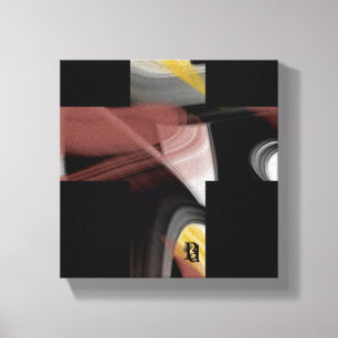 8x8" Trend Abstracte Kunst Zwart Wit Poederig Canv Canvas Afdruk