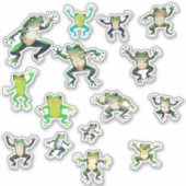 8x8 Vel Met 15 Dansende Kikkers Sticker (Voorkant)