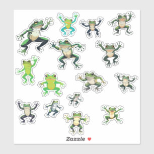8x8 Vel Met 15 Dansende Kikkers Sticker