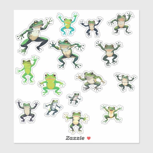 8x8 Vel Met 15 Dansende Kikkers Sticker (Vel)