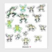 8x8 vel van 15 dansende kikkers Sticker (Vel)