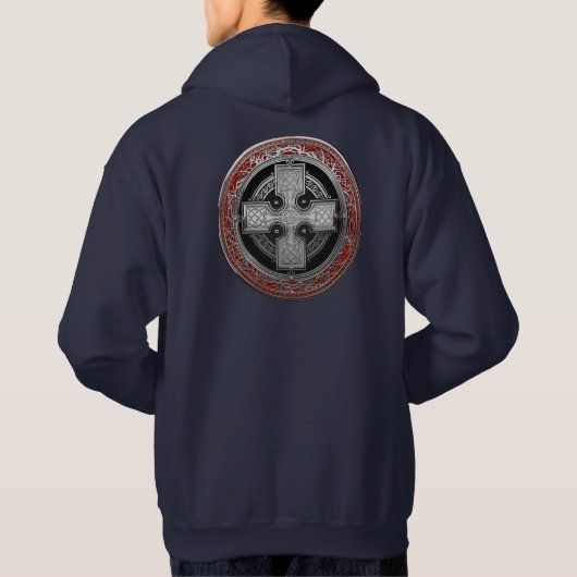 [900] Ancient Celtic Sacred Silver Knot Cross Hoodie (Achterkant)
