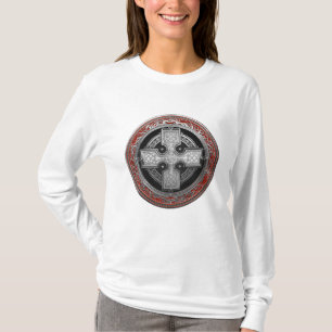 [900] Ancient Celtic Sacred Silver Knot Cross T-shirt