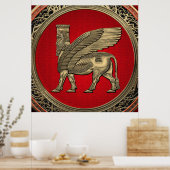 [900] Assyrian Winged Bull - Gold Lamassu Poster (Keuken)