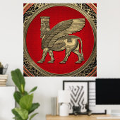 [900] Assyrian Winged Bull - Gold Lamassu Poster (Thuiskantoor)