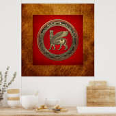 [900] Assyrian Winged Bull - Gold Lamassu Poster (Keuken)