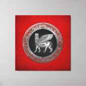 [900] Assyrian Winged Bull - Silver Lamassu Canvas Afdruk (Voorkant)