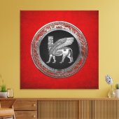[900] Assyrian Winged Bull - Silver Lamassu Canvas Afdruk (Insitu (Woonkamer))
