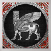 [900] Assyrian Winged Bull - Silver Lamassu Poster (Voorkant)