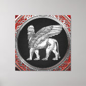 [900] Assyrische scharnieren - Silver Lamassu Canvas Afdruk (Voorkant)