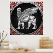 [900] Assyrische scharnieren - Silver Lamassu Poster (Keuken)