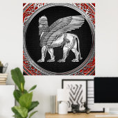 [900] Assyrische scharnieren - Silver Lamassu Poster (Thuiskantoor)