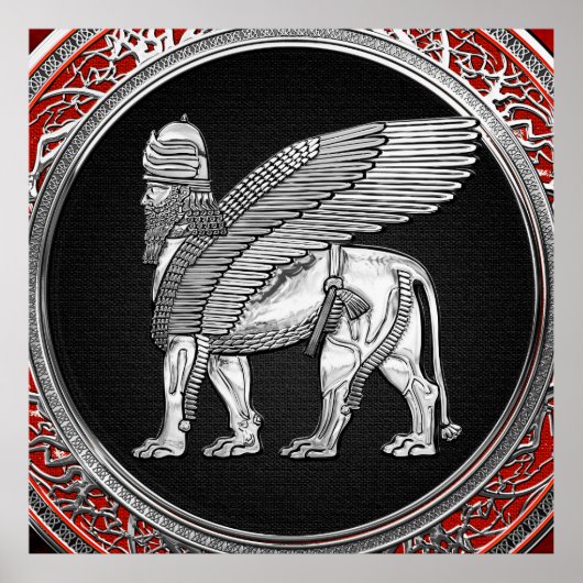 [900] Assyrische scharnieren - Silver Lamassu Poster (Voorkant)