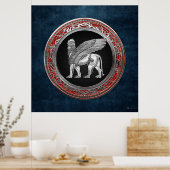 [900] Assyrische scharnieren - Silver Lamassu Poster (Keuken)