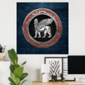 [900] Assyrische scharnieren - Silver Lamassu Poster (Thuiskantoor)