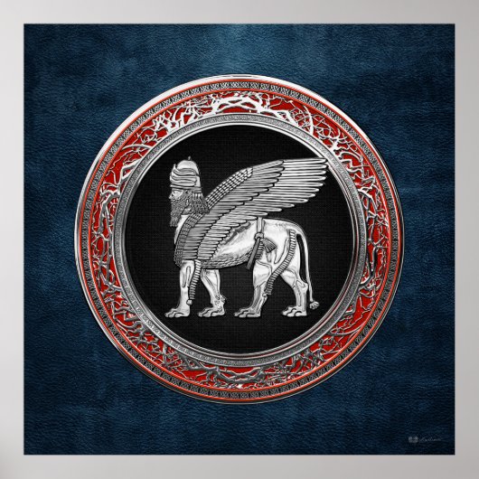 [900] Assyrische scharnieren - Silver Lamassu Poster (Voorkant)