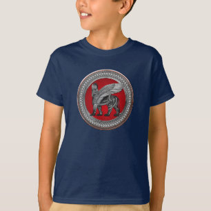 [900] Assyrische scharnierende lion: zilver en zwa T-shirt
