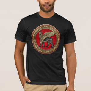 [900] Assyrische vleugelvleugel: Gold- en zwarte L T-shirt