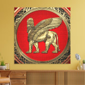 [900] Assyrische vleugelvleugel - Gold Lamassu Canvas Afdruk (Insitu (Woonkamer))