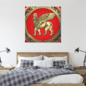 [900] Assyrische vleugelvleugel - Gold Lamassu Canvas Afdruk (Insitu (Slaapkamer))