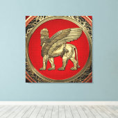 [900] Assyrische vleugelvleugel - Gold Lamassu Canvas Afdruk (Insitu (Houten vloer))