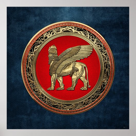 [900] Assyrische vleugelvleugel - Gold Lamassu Poster (Voorkant)