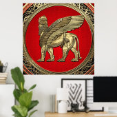 [900] Assyrische vleugelvleugel - Gold Lamassu Poster (Thuiskantoor)