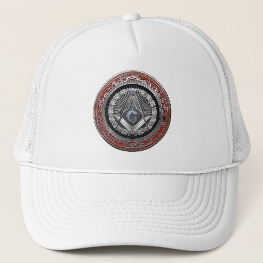 [900] Master Mason - Silver Square & Compass Trucker Pet (Voorkant)