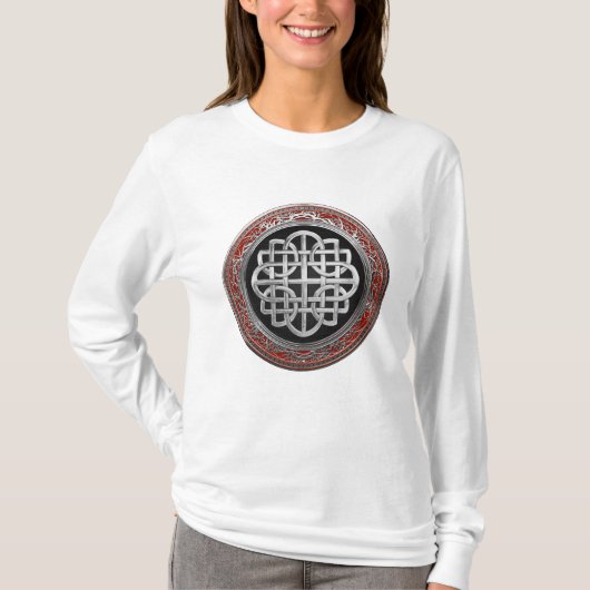 [900] Sacred Celtic Silver Knot Cross T-shirt (Voorkant)
