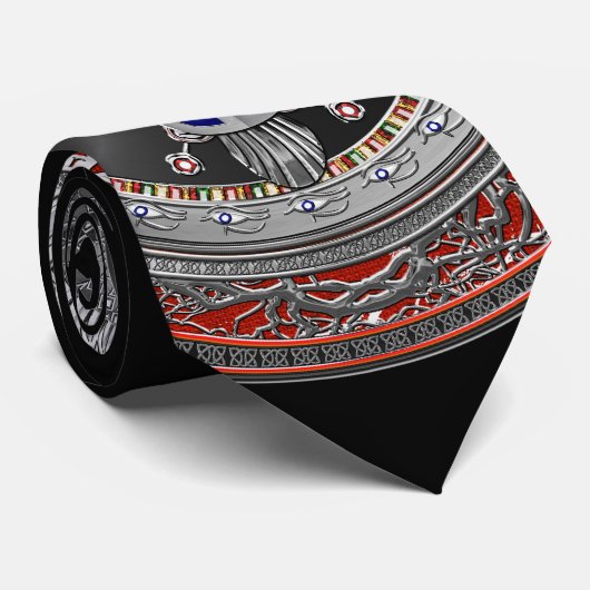 [900] Sacred Silver Egyptian Winged Scarab & Ankh Stropdas (Opgerold)