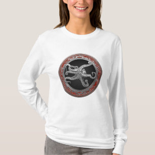 [900] Sacred Silver Octopus in Defensief Posture T-shirt