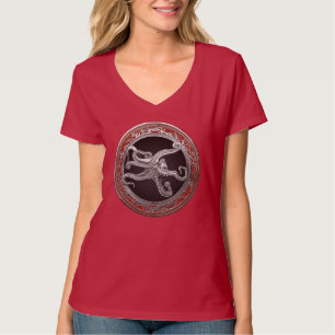 [900] Sacred Silver Octopus in Defensief Posture T-shirt