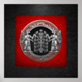 [900] Twee zilveren Ninurtas met levensboom Poster (Voorkant)