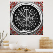 [900] Vegvisir - Viking Silver Magic Runass Poster (Keuken)
