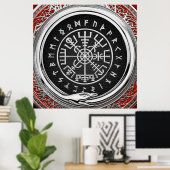 [900] Vegvisir - Viking Silver Magic Runass Poster (Thuiskantoor)