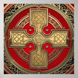 [901] Ancient Celtic Sacred Gold Knot Cross Poster