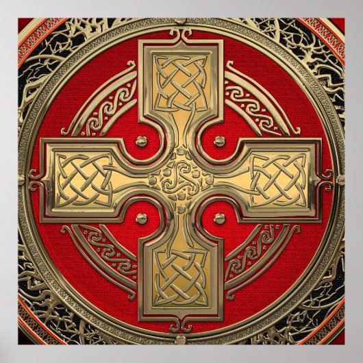 [901] Ancient Celtic Sacred Gold Knot Cross Poster (Voorkant)