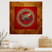 [901] Assyrian Winged Bull: Gold en Black Lamassu Poster (Keuken)