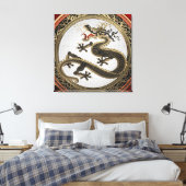 [901] Black and Gold Sacred Eastern Dragon Canvas Afdruk (Insitu (Slaapkamer))