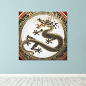 [901] Black and Gold Sacred Eastern Dragon Canvas Afdruk (Insitu (Houten vloer))