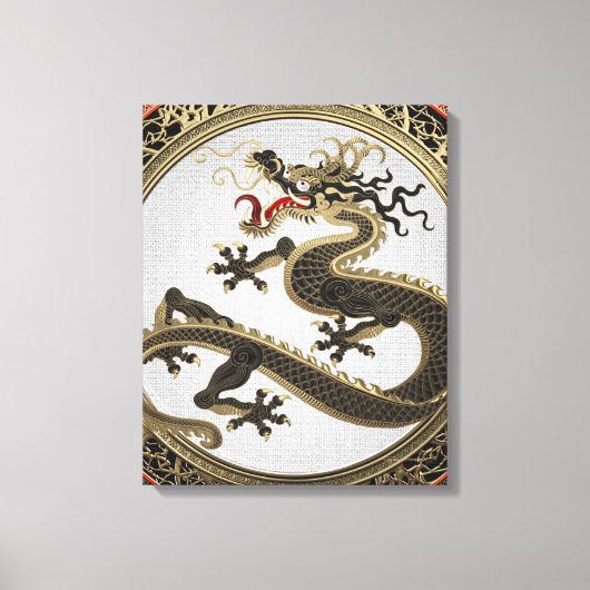 [901] Black and Gold Sacred Eastern Dragon Canvas Afdruk (Voorkant)