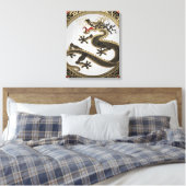 [901] Black and Gold Sacred Eastern Dragon Canvas Afdruk (Insitu (Slaapkamer))