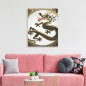 [901] Black and Gold Sacred Eastern Dragon Canvas Afdruk (Insitu (Woonkamer))