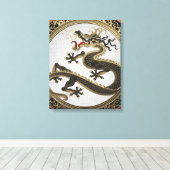 [901] Black and Gold Sacred Eastern Dragon Canvas Afdruk (Insitu (Houten vloer))