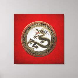 [901] Black and Gold Sacred Eastern Dragon Canvas Afdruk