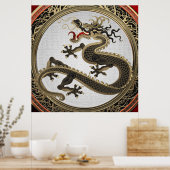 [901] Black and Gold Sacred Eastern Dragon Poster (Keuken)