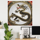 [901] Black and Gold Sacred Eastern Dragon Poster (Thuiskantoor)
