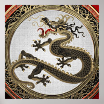 [901] Black and Gold Sacred Eastern Dragon