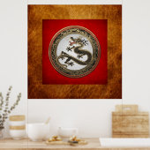 [901] Black and Gold Sacred Eastern Dragon Poster (Keuken)